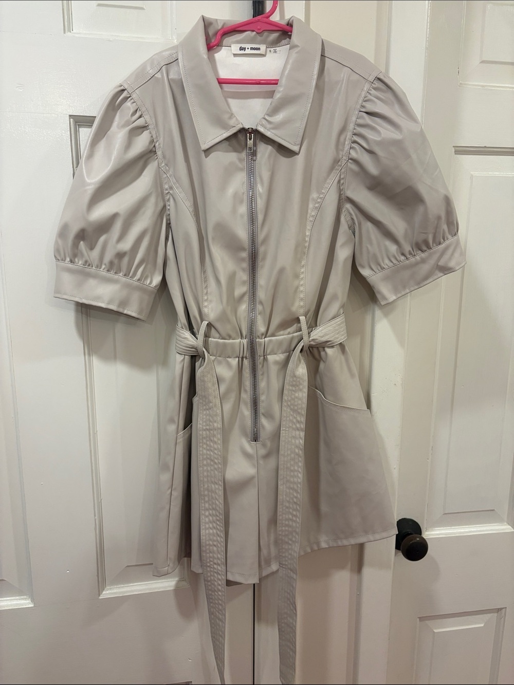 Day + Moon Light Gray Short-Sleeve Zip-Front Romper